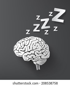 con el cerebro para dormir. estilo de arte de papel.