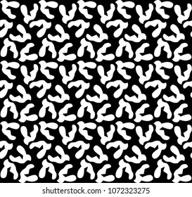 Stylized white silhouette of a bird, difficult to pattern on a black background. Print seamless