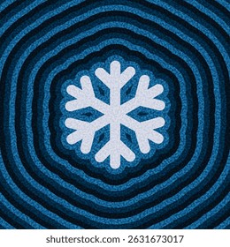 Stylized white snowflake over deep blue ripple lines. Vector illustration with winter holiday design elements.