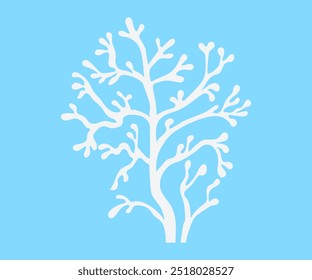 Stylized white tree with multiple branches against a light blue background. Ideal for nature-inspired themes decor pattern design environmental campaigns and minimalist art. Modern vector style