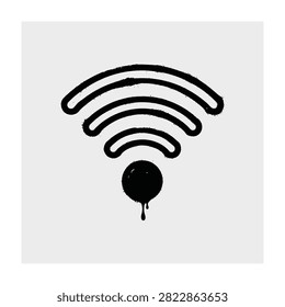 A stylized WiFi internet connection symbol featuring a gritty ink splatter and drip effect. This artistic digital icon represents connectivity and network access.
