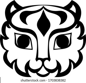 Stylized wild cat head on white background. Concept for logos, flyers, packs, prints and posters. Vector isolated illustration.