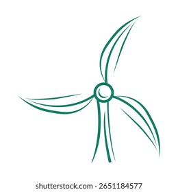 Une éolienne stylisée avec des pales en forme de feuille, représentant l'énergie renouvelable verte, la durabilité et la technologie écologique
