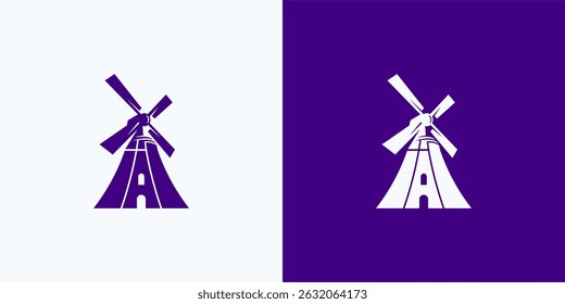 Stylized Windmill Logo in Purple