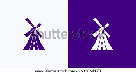 Stylized Windmill Logo in Purple