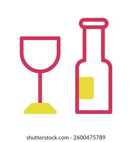 Stylized Wine Bottle and Glass Illustration