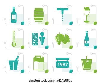 Stylized Wine and drink Icons - Vector Icon Set