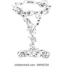 The stylized wine glass from curves Vector
