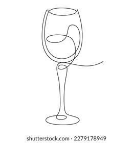 The stylized wine glass for fault. Celebration party concept. National Wine Day. Vector illustration for Cafe, Shop, Delivery or party celebration. Minimalist stylish art. EPS 10