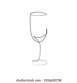 The Stylized Wine Glass For Fault. One Line Draw. Art Line Style