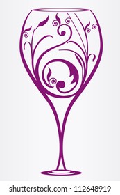 stylized wine glass with swirls