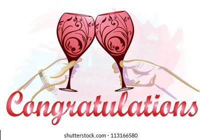 Stylized wine glasses in celebration