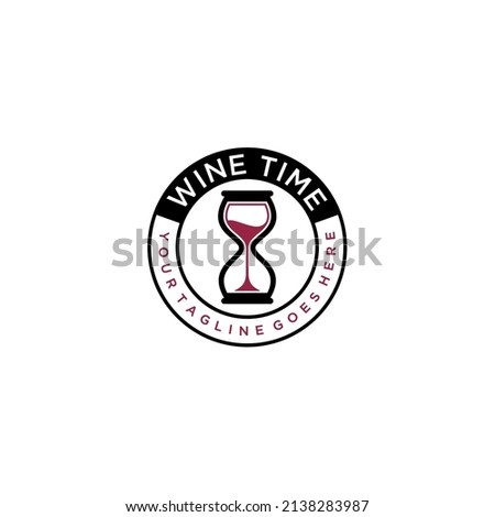 Stylized wine time logo with hourglass symbol for branding advertising design