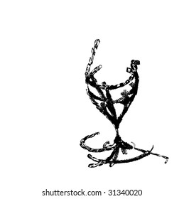 The stylized wineglass