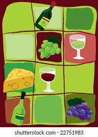 Stylized wine-related symbols. Scalable vector graphics in *.eps format