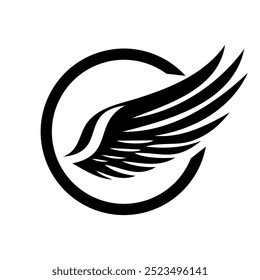 Stylized wing logo featuring a circular design with flowing lines, representing freedom and movement