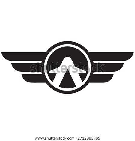 Stylized Winged Logo Represents Flight and Forward Motion