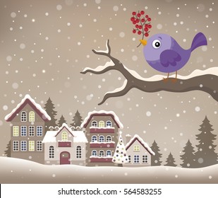 Stylized winter bird theme image 1 - eps10 vector illustration.