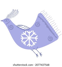 Ave de invierno estilizada. Ilustración del vector, postal
