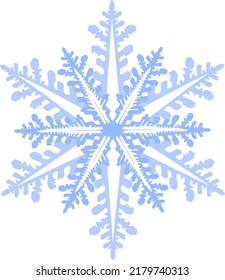 Decoración de invierno estilizada. Copo de nieve azul. Forma natural.