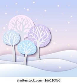 Stylized winter landscape with trees
