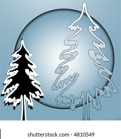 stylized winter trees vector