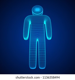 Stylized wire symbol man. Wireframe low poly mesh vector illustration