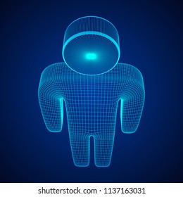 Stylized wire symbol man. Wireframe low poly mesh vector illustration