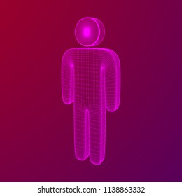 Stylized wire symbol man. Wireframe low poly mesh vector illustration