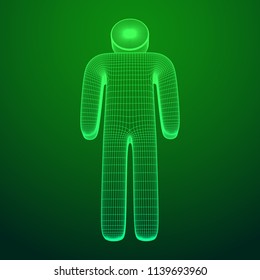 Stylized wire symbol man. Wireframe low poly mesh vector illustration