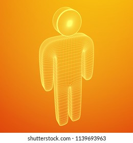 Stylized wire symbol man. Wireframe low poly mesh vector illustration
