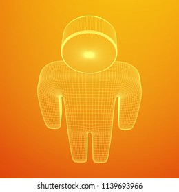 Stylized wire symbol man. Wireframe low poly mesh vector illustration