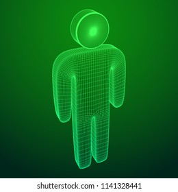 Stylized wire symbol man. Wireframe low poly mesh vector illustration