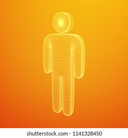 Stylized wire symbol man. Wireframe low poly mesh vector illustration
