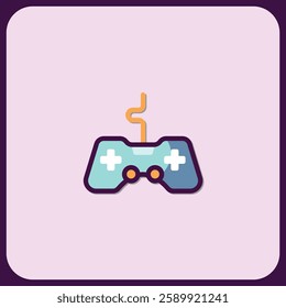 Stylized Wired Game Controller Icon Design