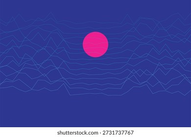 A stylized wireframe mountain landscape with a neon grid, capturing a retro wave and futuristic feel for digital creations.