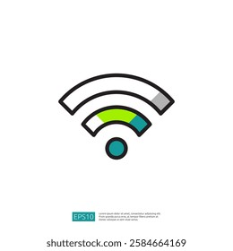 Stylized Wireless Network Signal Icon With Green And Blue Gradient Elements Using Modern Design Style for Internet Connectivity Purposes. Visual Representation of Network Access