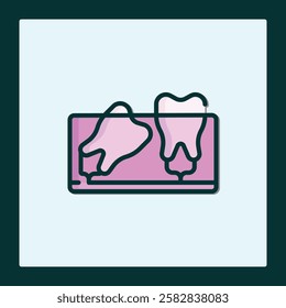 Stylized Wisdom Tooth X-Ray Icon Illustration