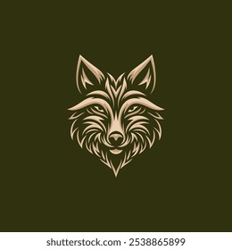 Stylized Wolf Head Graphic Illustration on Dark Background