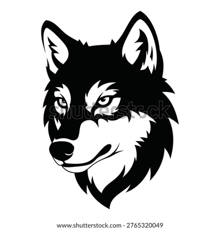 Stylized wolf head with sharp ears and intense gaze animal illustration icon