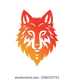 Stylized wolf head in vibrant orange and red gradient design representing strength and natural beauty