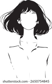 Stylized Woman Bob Haircut Earrings Minimalist Line Art Abstract Face