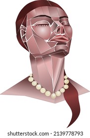 Stylized woman face in geometric style 