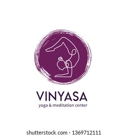 Stylized woman in yoga pose. Vector icon for yoga and meditation center.