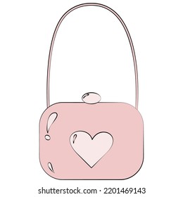 Bolso de mujeres estilizadas con un patrón en forma de corazón en tonos rosa de moda. Aislar. Pegatina