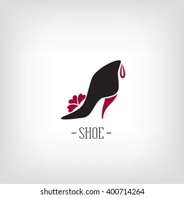 Stylized womens shoes on a white background. Logo shoe store.  Logo design for the company.