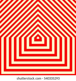 Stylized wood cutting decorative board structure motif. Symmetric geometric figures abstract. Red lines on yellow background. Striped surface pattern design. Repeating curves texture wallpaper. Vector