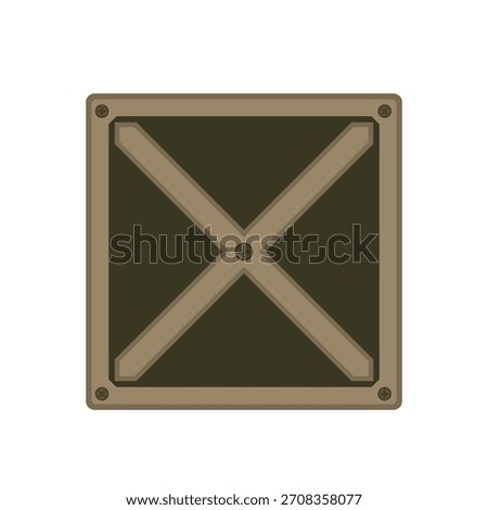 Stylized Wooden Crate with Cross Braces and Fasteners Illustrati