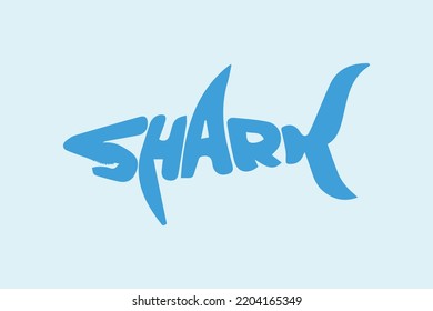 Stylized word in shape of shark. Shark typography
