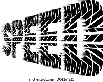 stylized word "speed" with tire tread texture